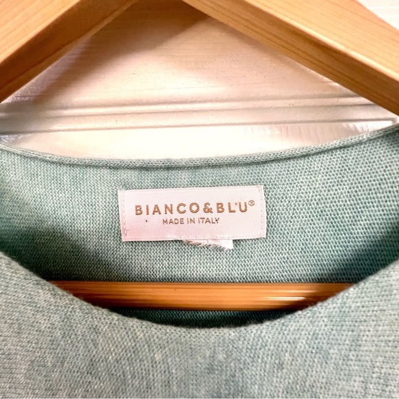 BIANCO BLU Italy Cashmere round neck ling sleeves sweater minimalist luxury L - Picture 5 of 8